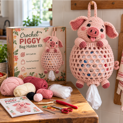 🔥 50% OFF |🧵 Crochet Animal Bag Holder DIY Kit – Cute & Functional Hanging Storage Craft Kit 🧶